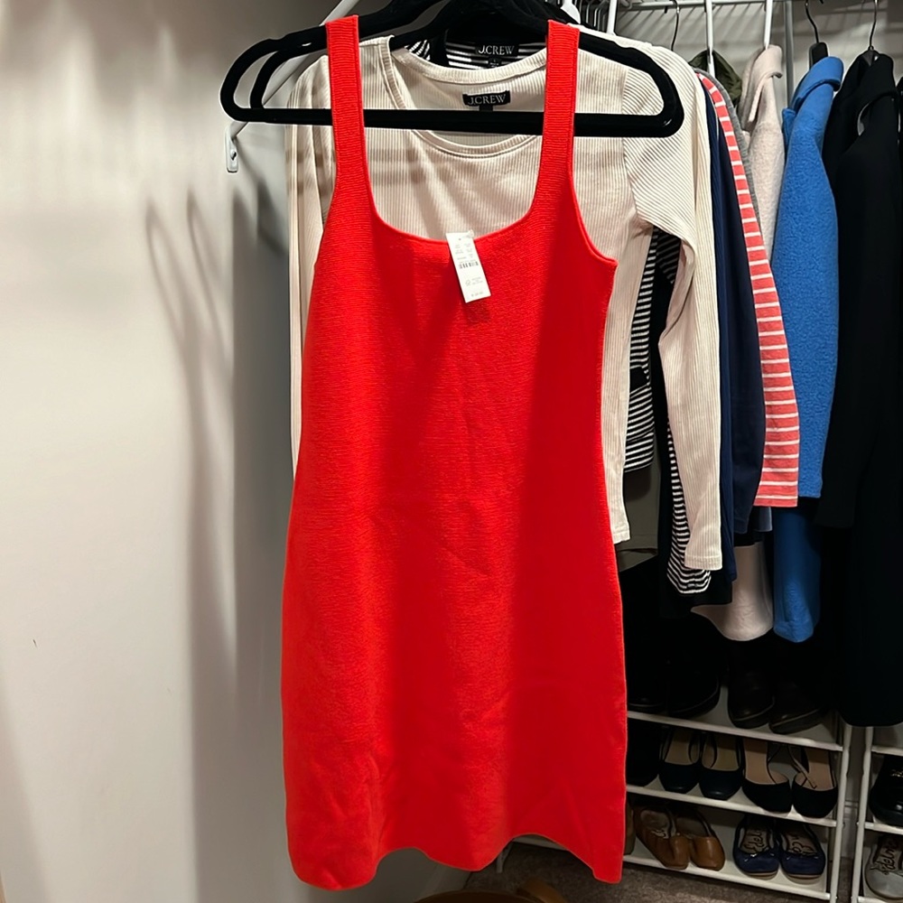 J. Crew new with tags red cotton midi dress small